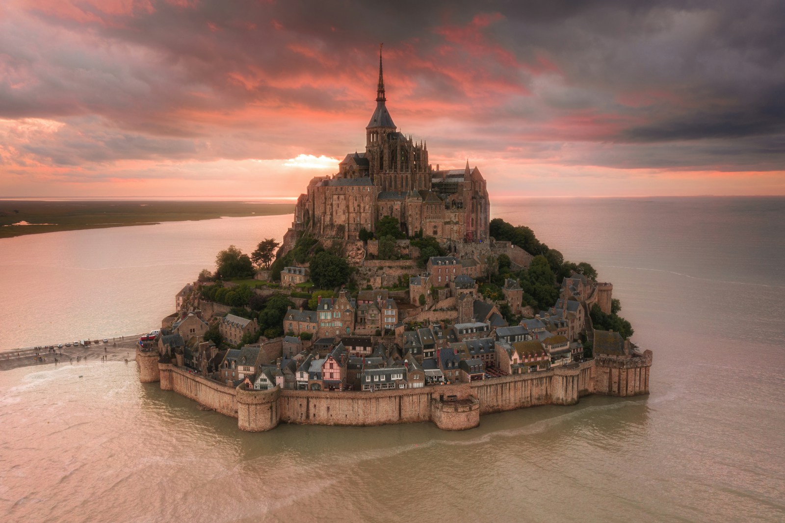 a small island with a church on top of it